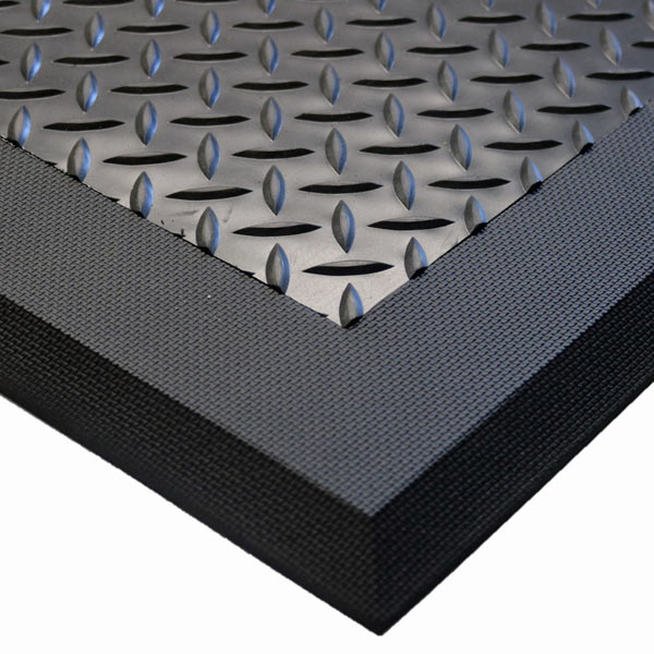 Choice 3' x 10' Black Rubber Anti-Fatigue Floor Mat with Beveled